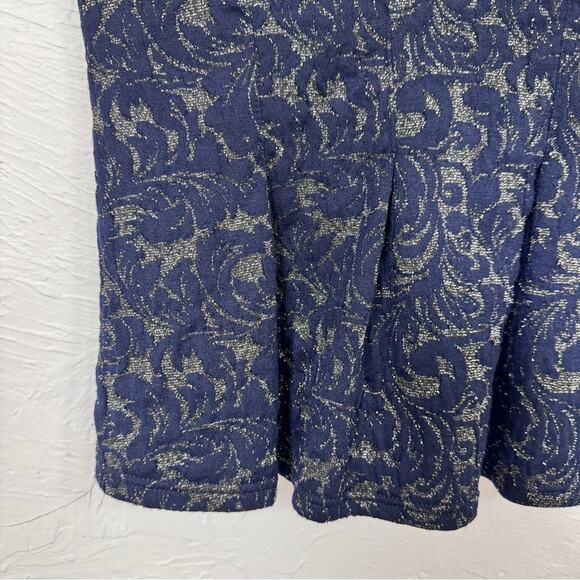 Eva Franco Blue Floral Brocade Peplum Top Women’s S Anthro Y2K Preppy Twee - Picture 6 of 9